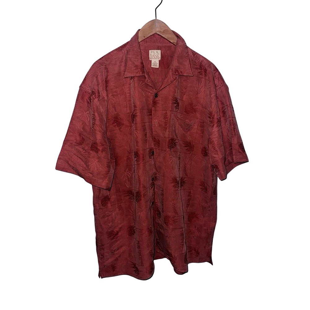 Jos. A. Bank Mens Red Palm Tree Print‎ Short Sleeve Button Up Shirt XL
